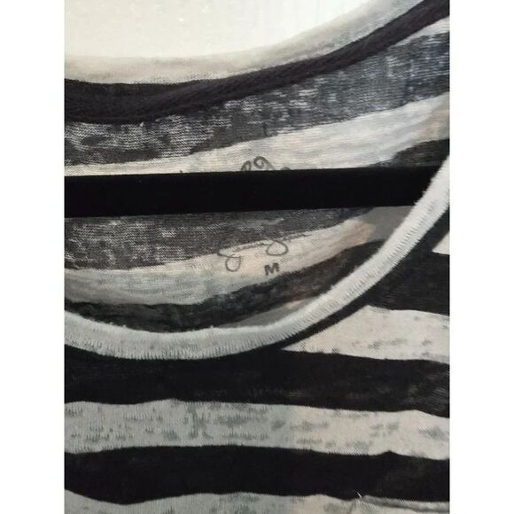 Jessica Simpson black white stripe summer blouse M - Picture 4 of 8